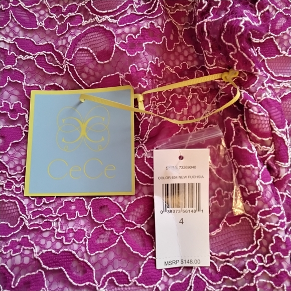 NWT CeCe By Cynthia Steffe Fuchsia Lace Dress - 4 - Picture 7 of 9